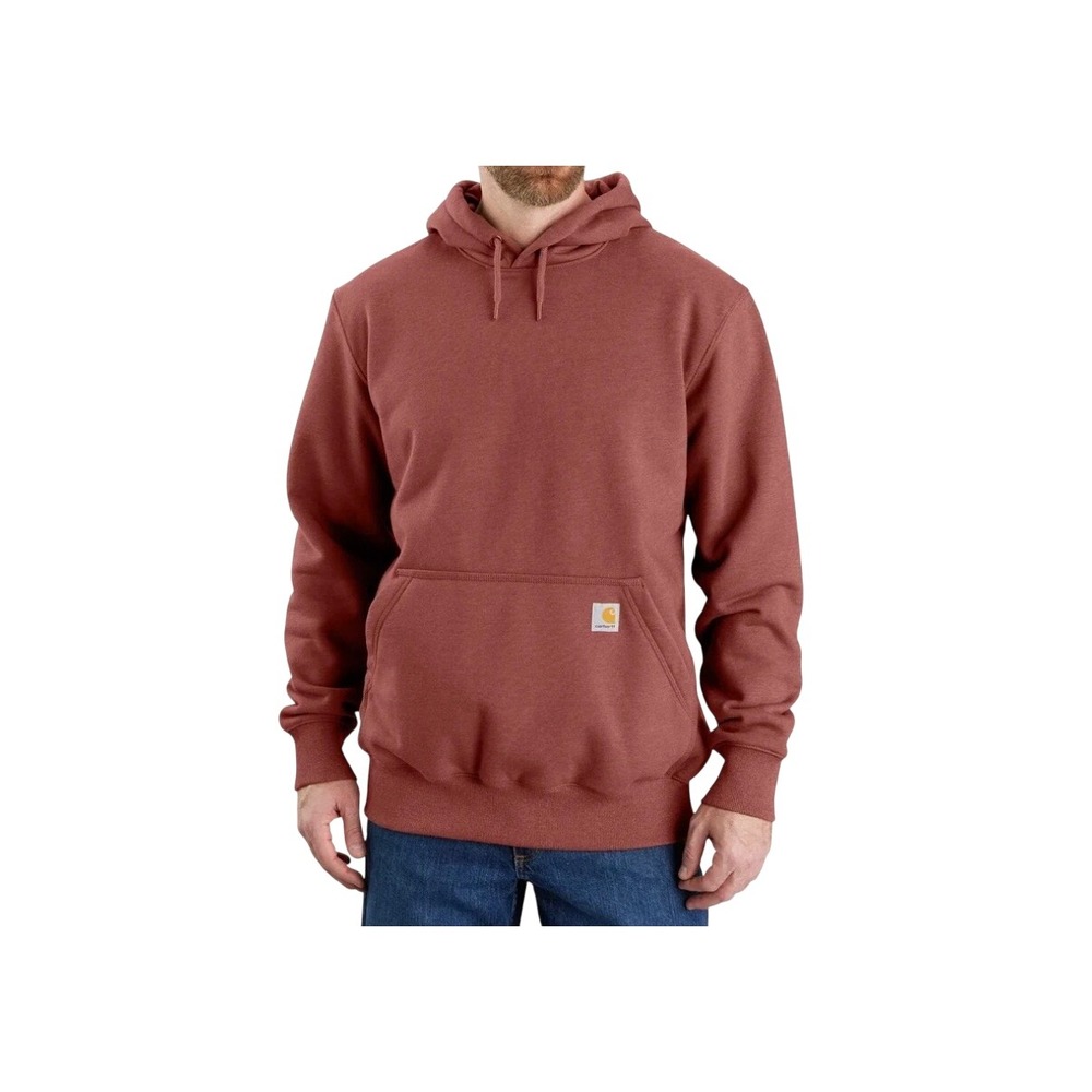 Carhartt Relaxed Fit Hoodie Mens Medium Faded Red Clay Logo Sleeve Pullover sz M